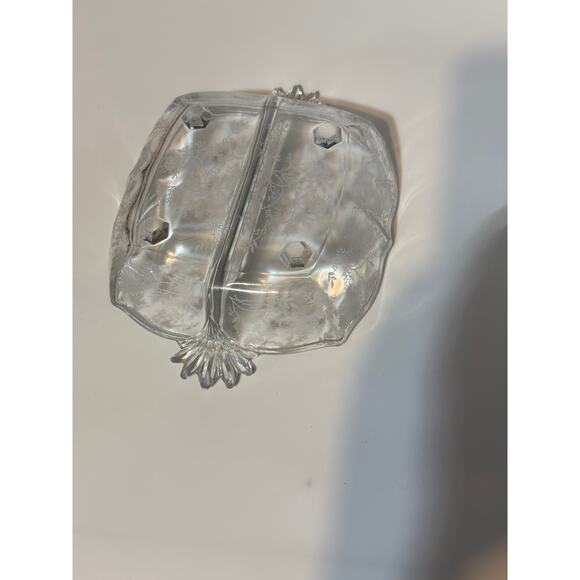 Fostoria · Chintz Etched Glass · Divided Dish · Rose Floral Pattern · Clear - Picture 6 of 10